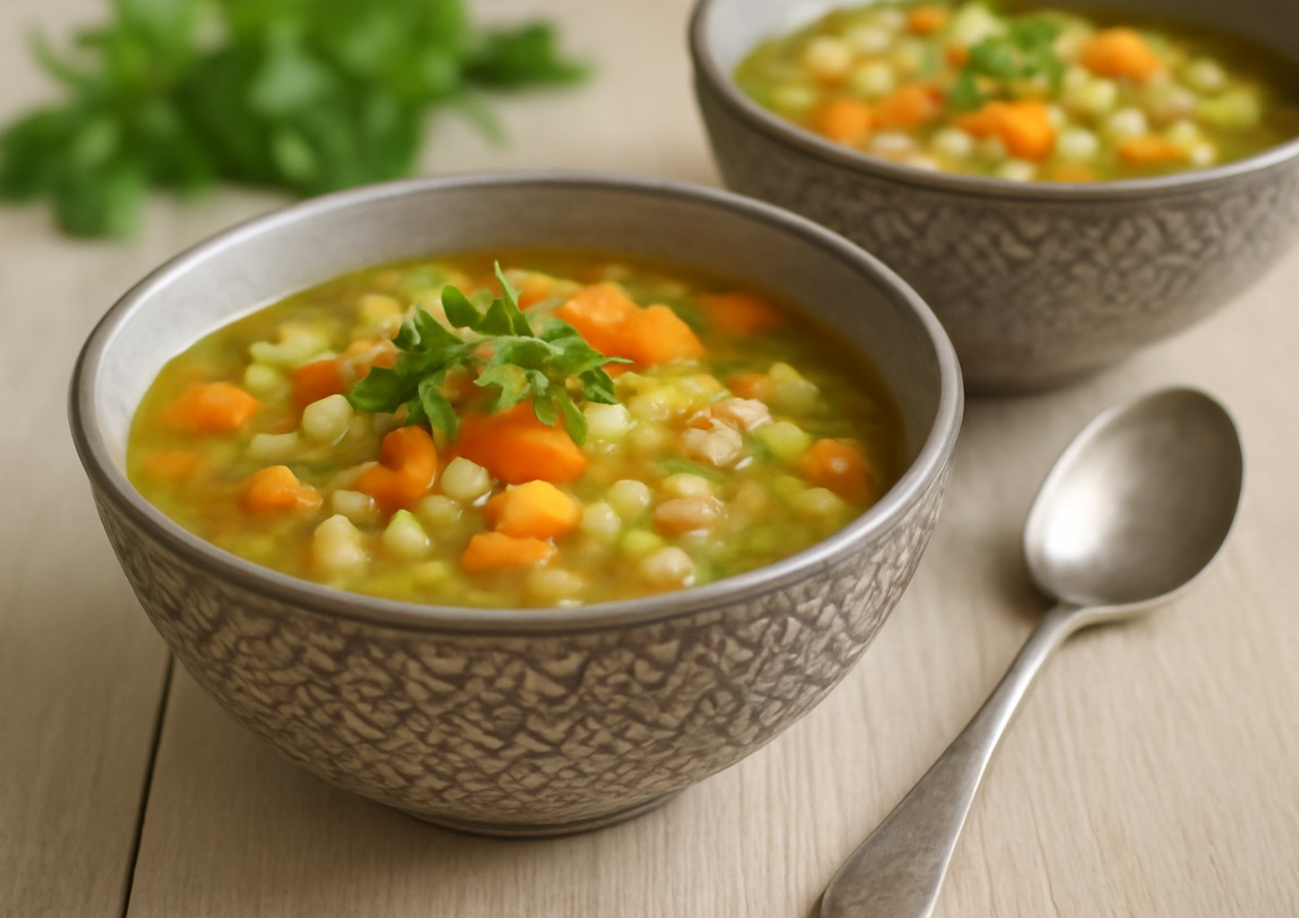 Фасолевый суп с бататом и ветчиной в мультиварке