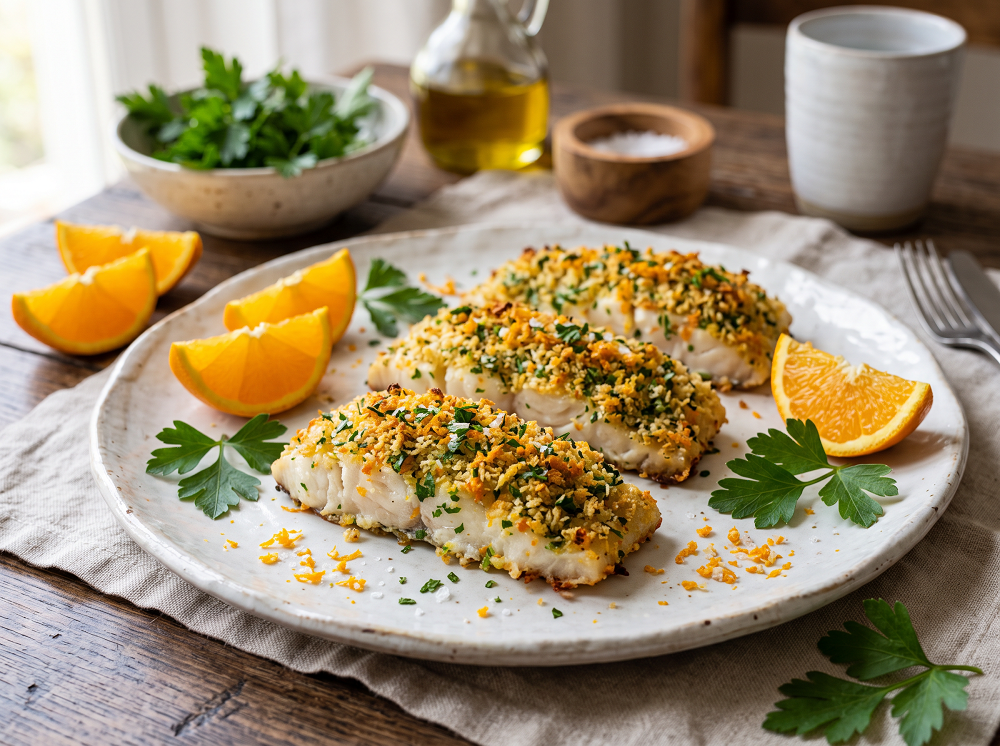 Минтай с петрушкой и апельсиновой солью