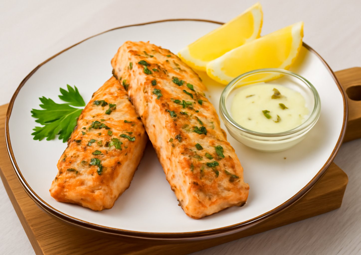 Стейк из форели с соусом из укропа