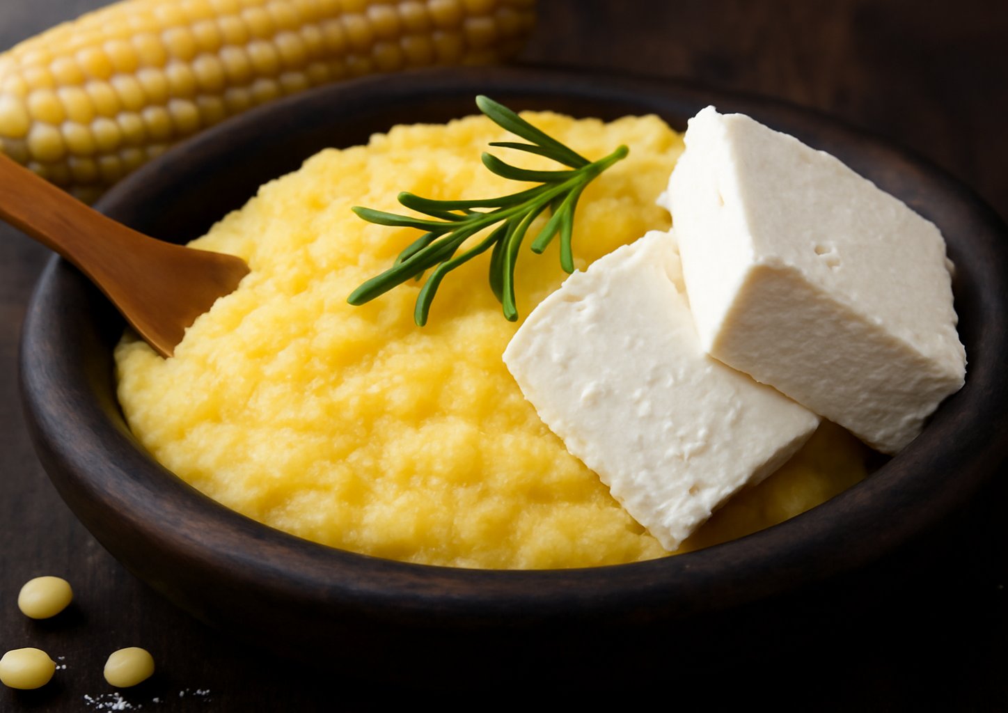 Кукурузная каша с сыром и зеленью