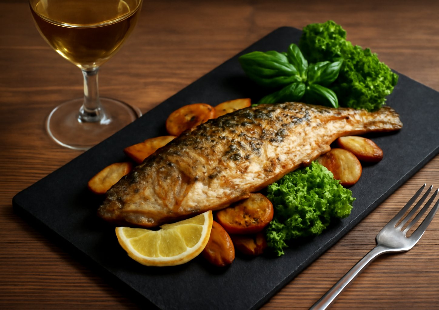 Форель с картофелем