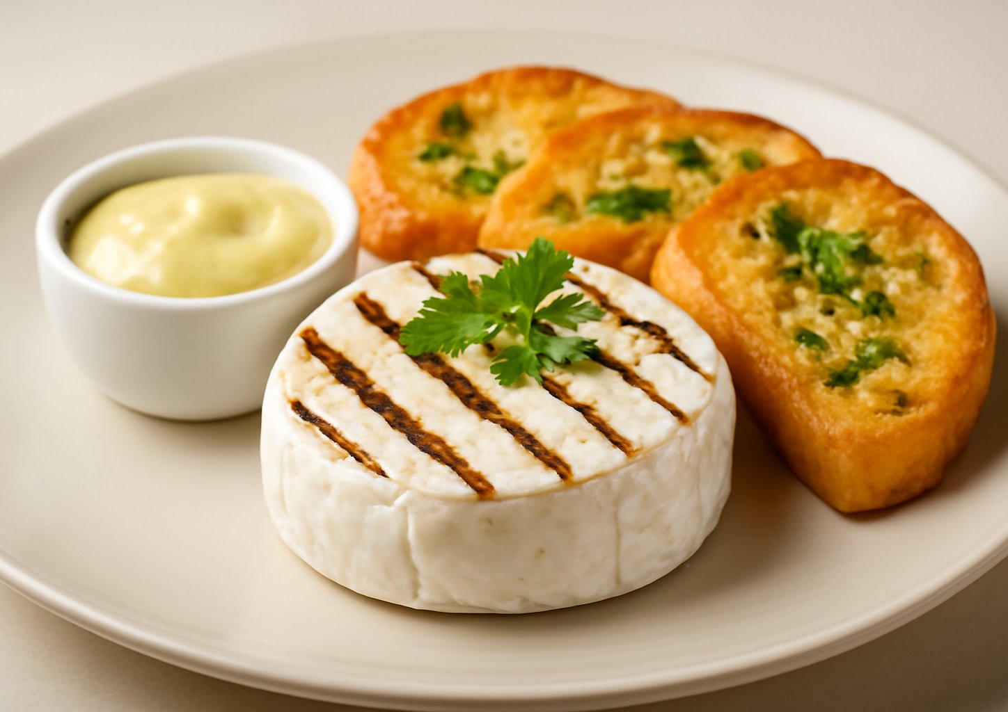 Камамбер с жареным чесночным хлебом