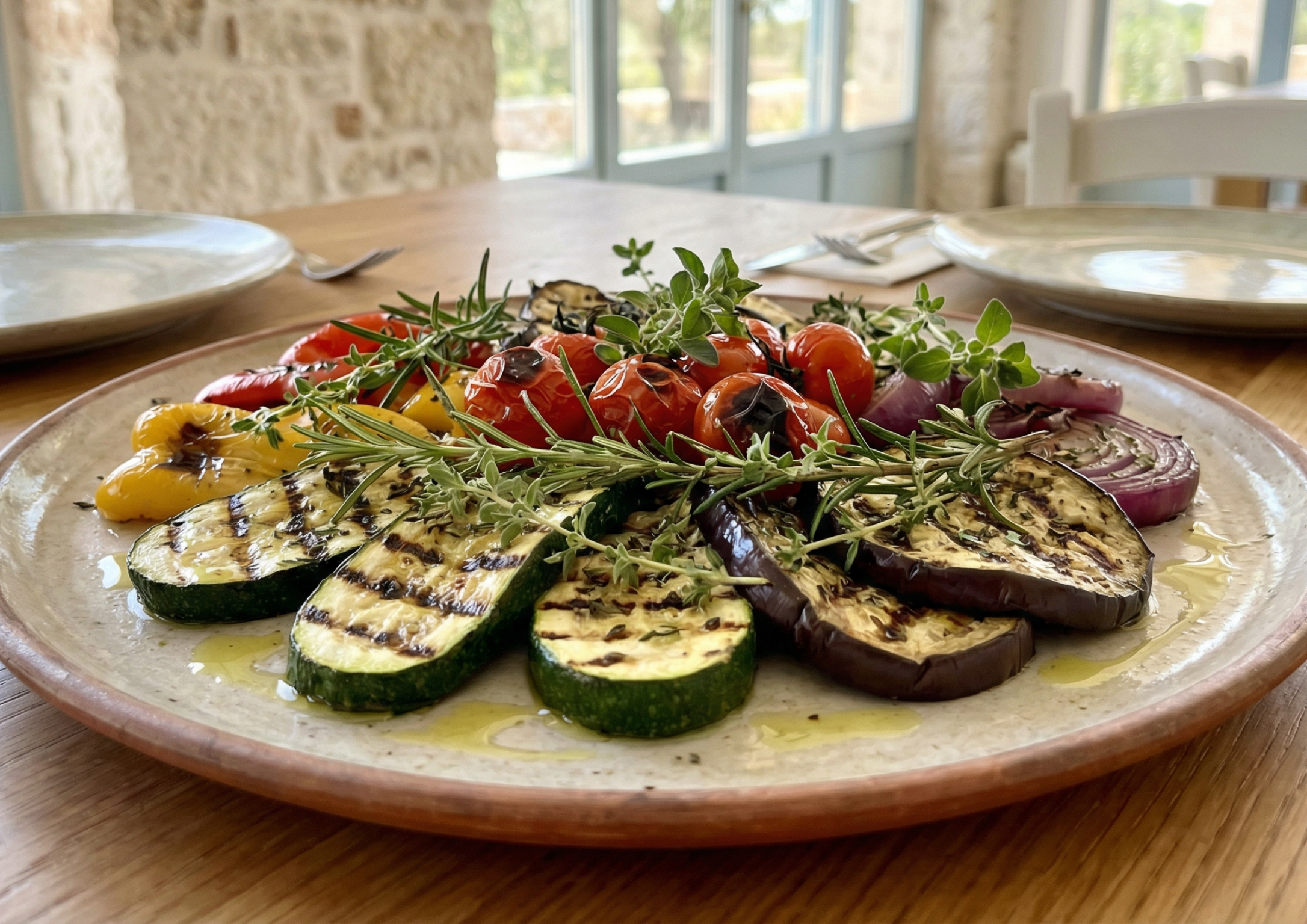 Овощи гриль с ароматными травами