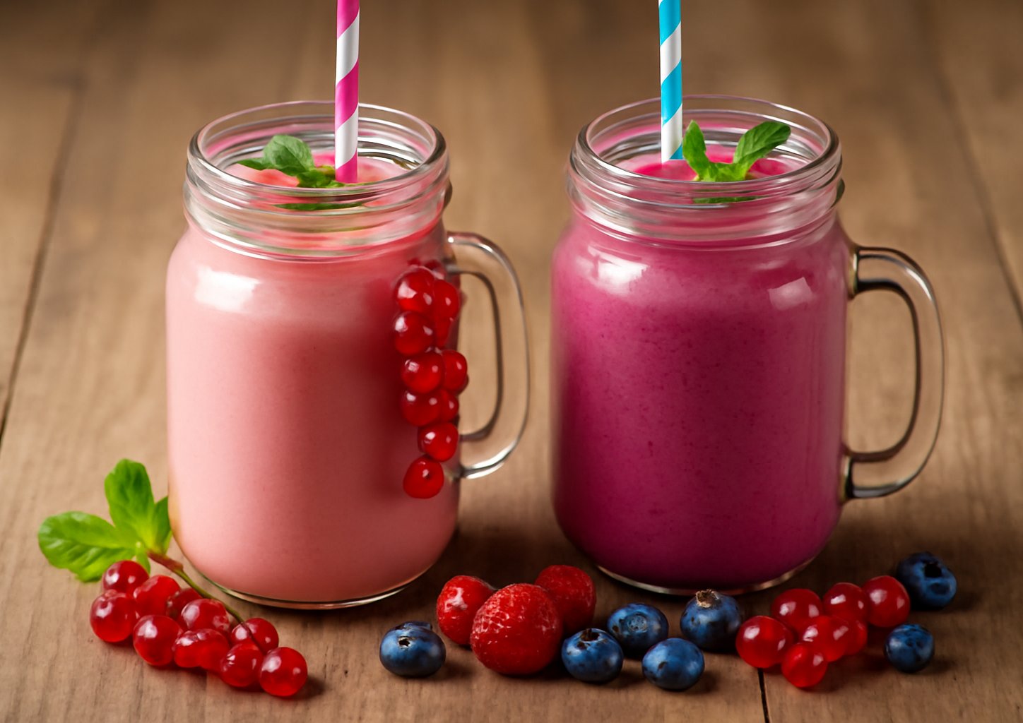 Коктейль с бананом и красной смородиной