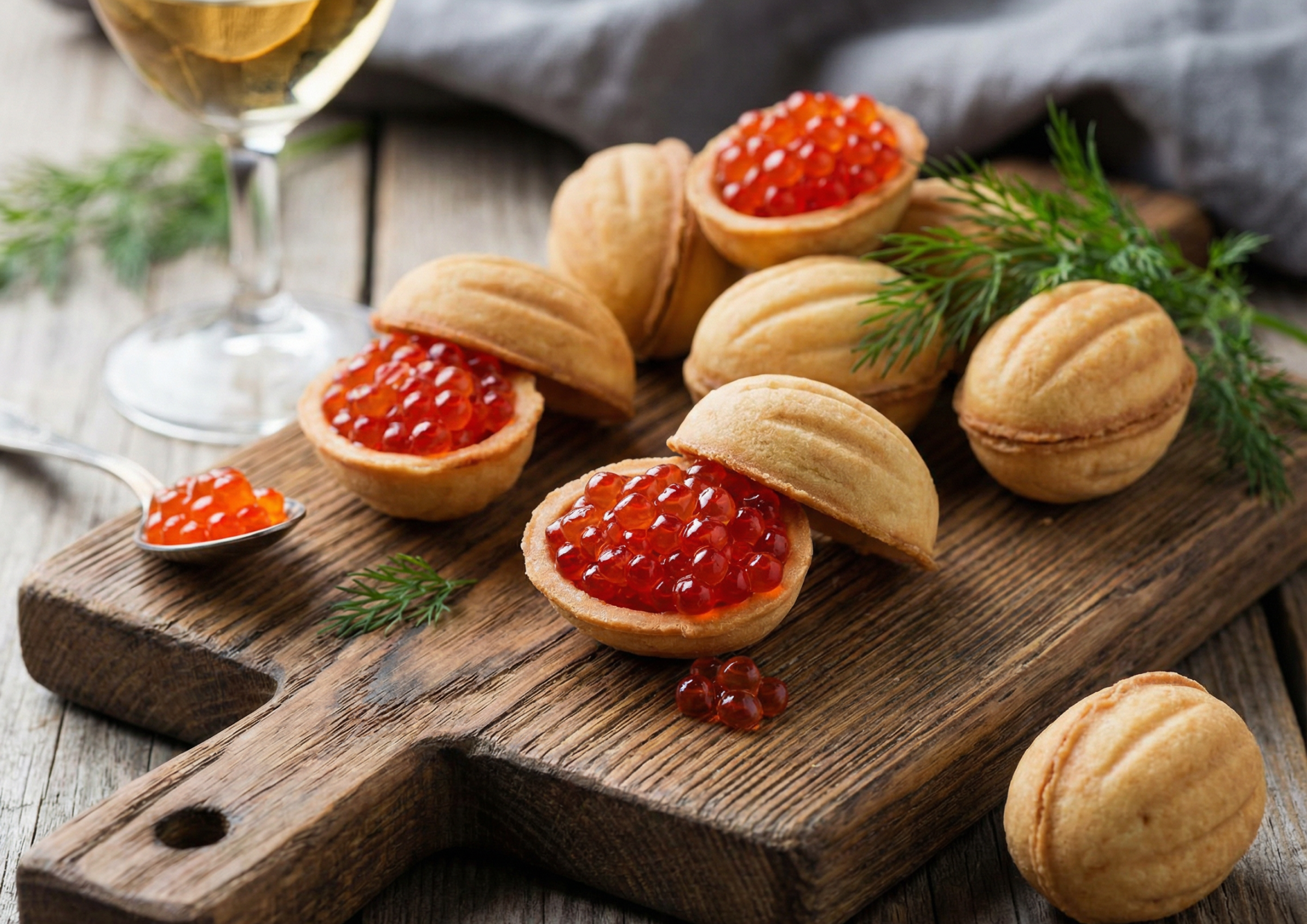 Орешки с красной икрой — праздничная закуска