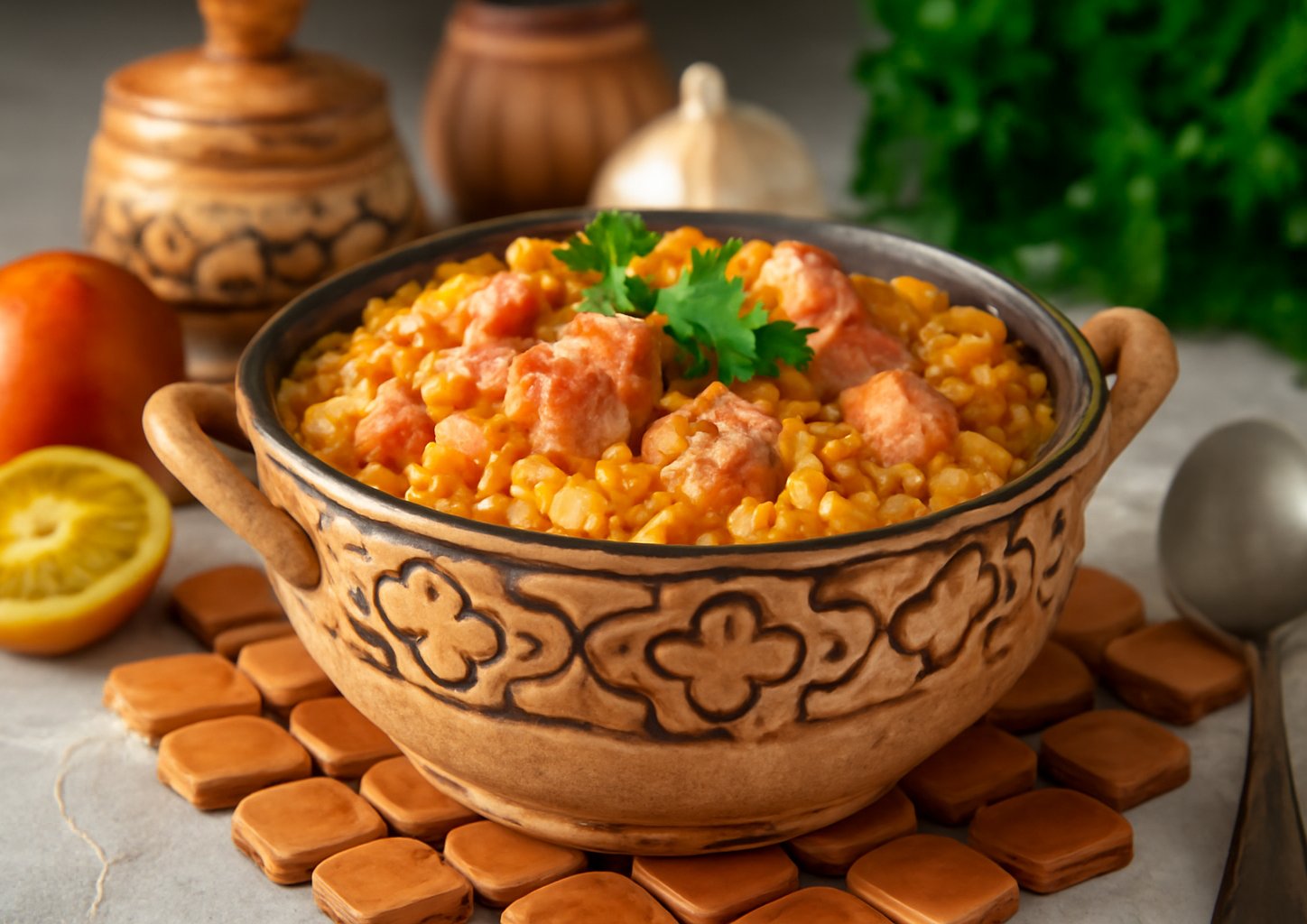 Гороховая каша с запечённым карбонадом