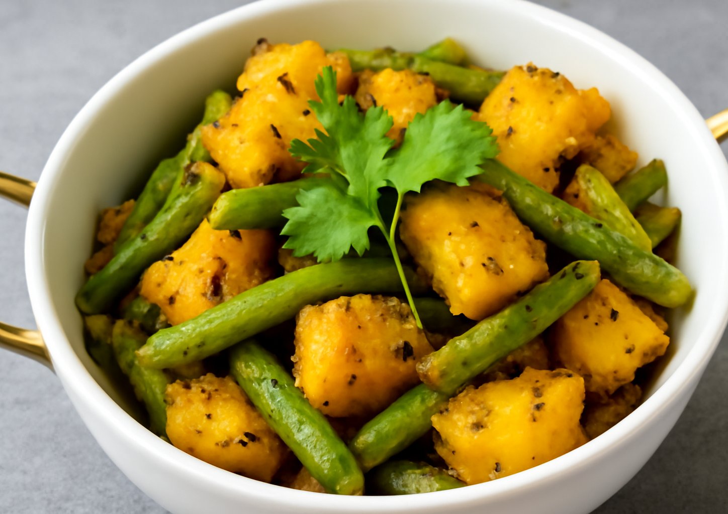 Картофель с овощами и беконом