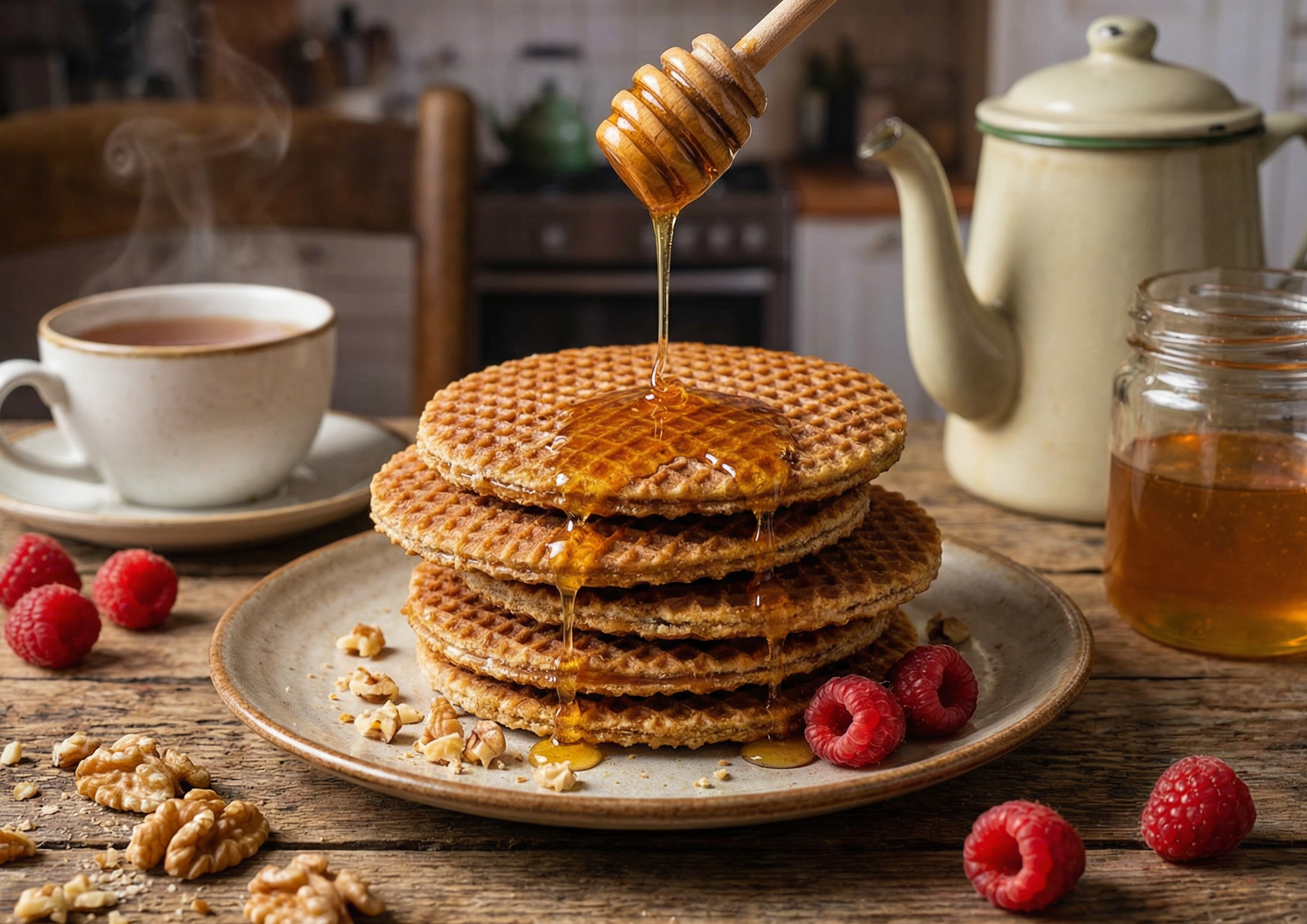 Голландские вафли с мёдом