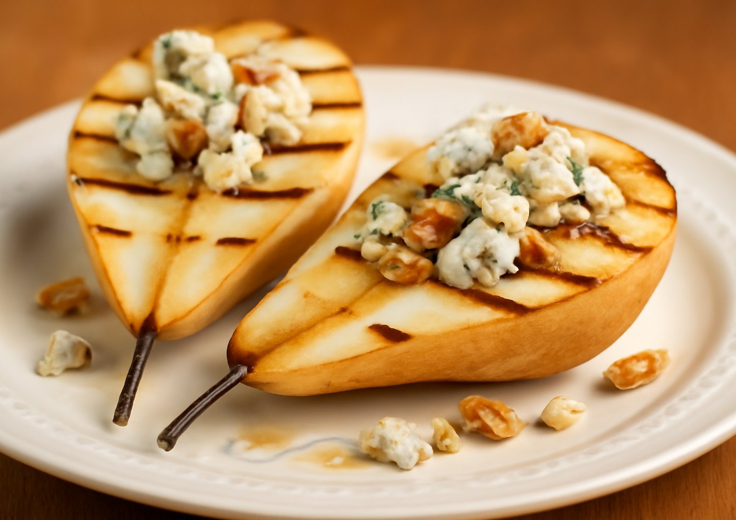 Груша с сыром и орехами на электрогриле