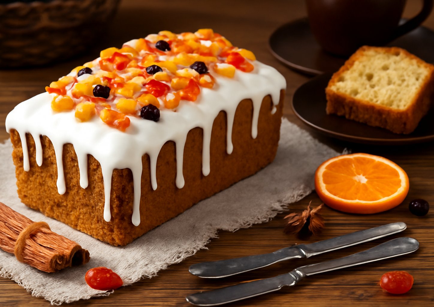 Кекс с изюмом и цукатами