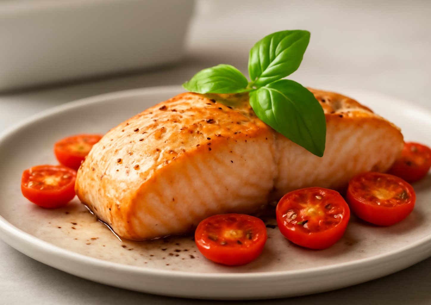 Лосось с помидорами