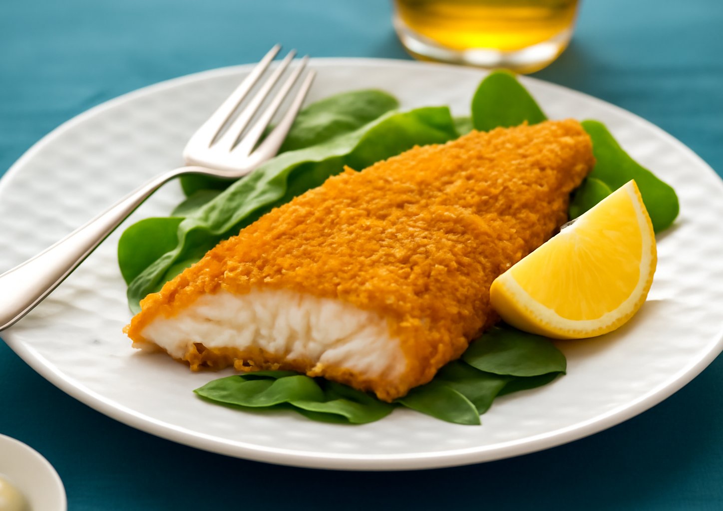 Сибас в медово-горчичном соусе и фисташковой корочке