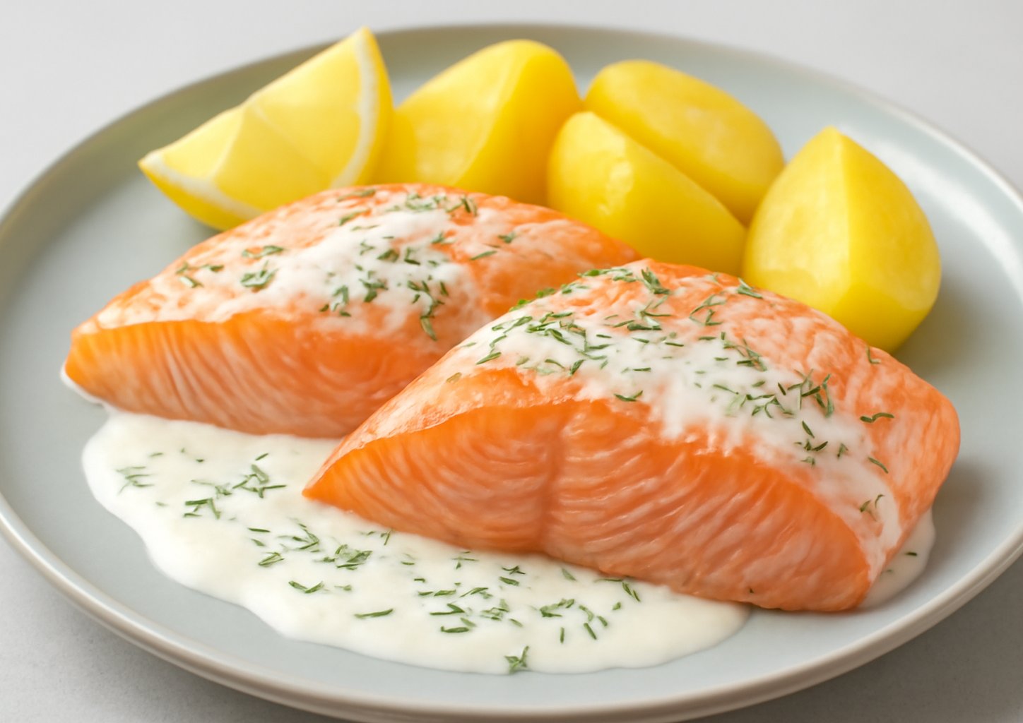 Филе лосося под укропным соусом