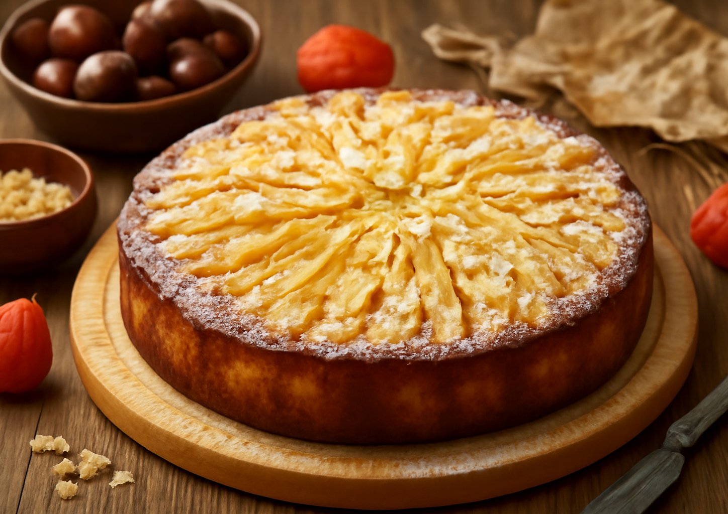 Шарлотка с грушей и лепестками миндаля