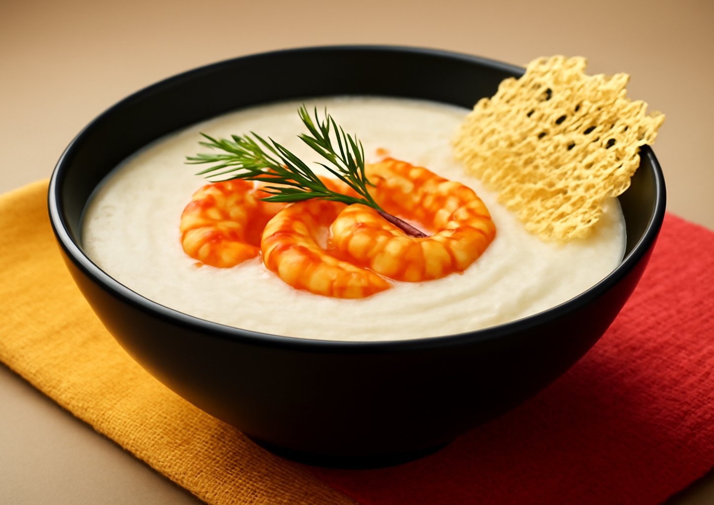 Крем-суп из нута с рыбой и морепродуктами