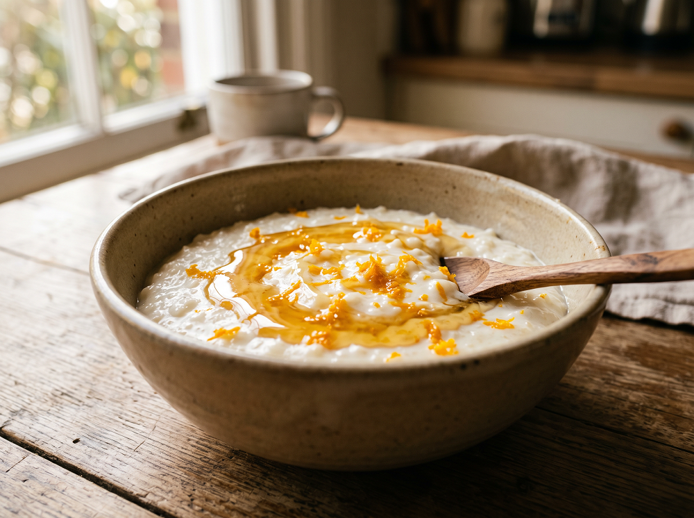 Рисовая каша с мёдом и цедрой апельсина