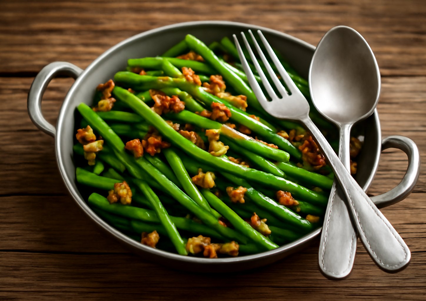 Стручковая фасоль с грецкими орехами