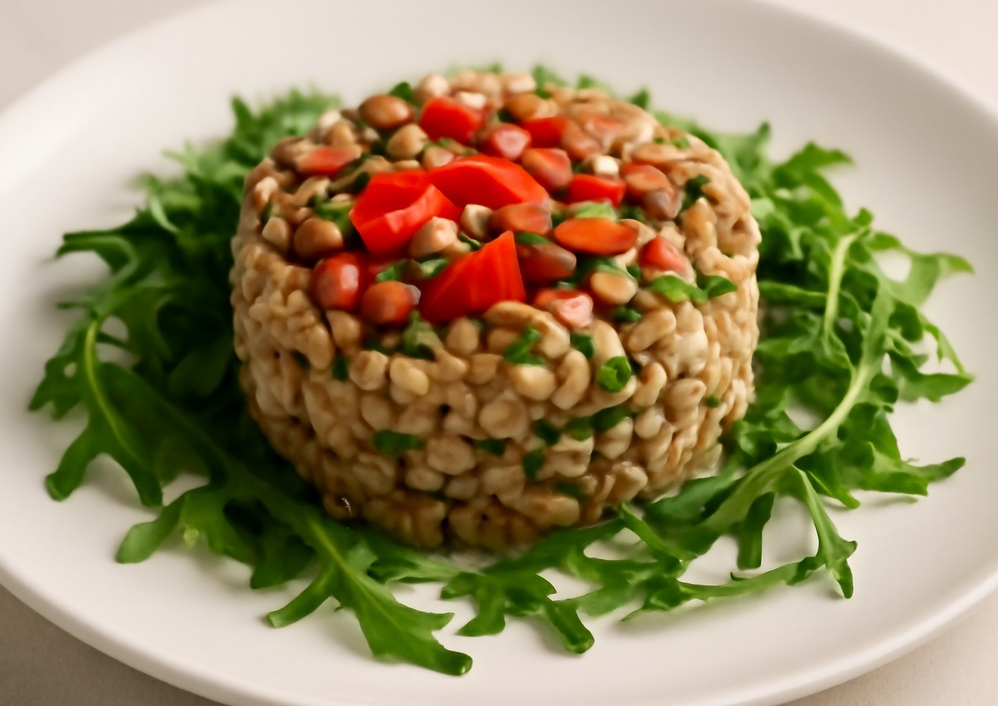 Восточный салат из бурого риса