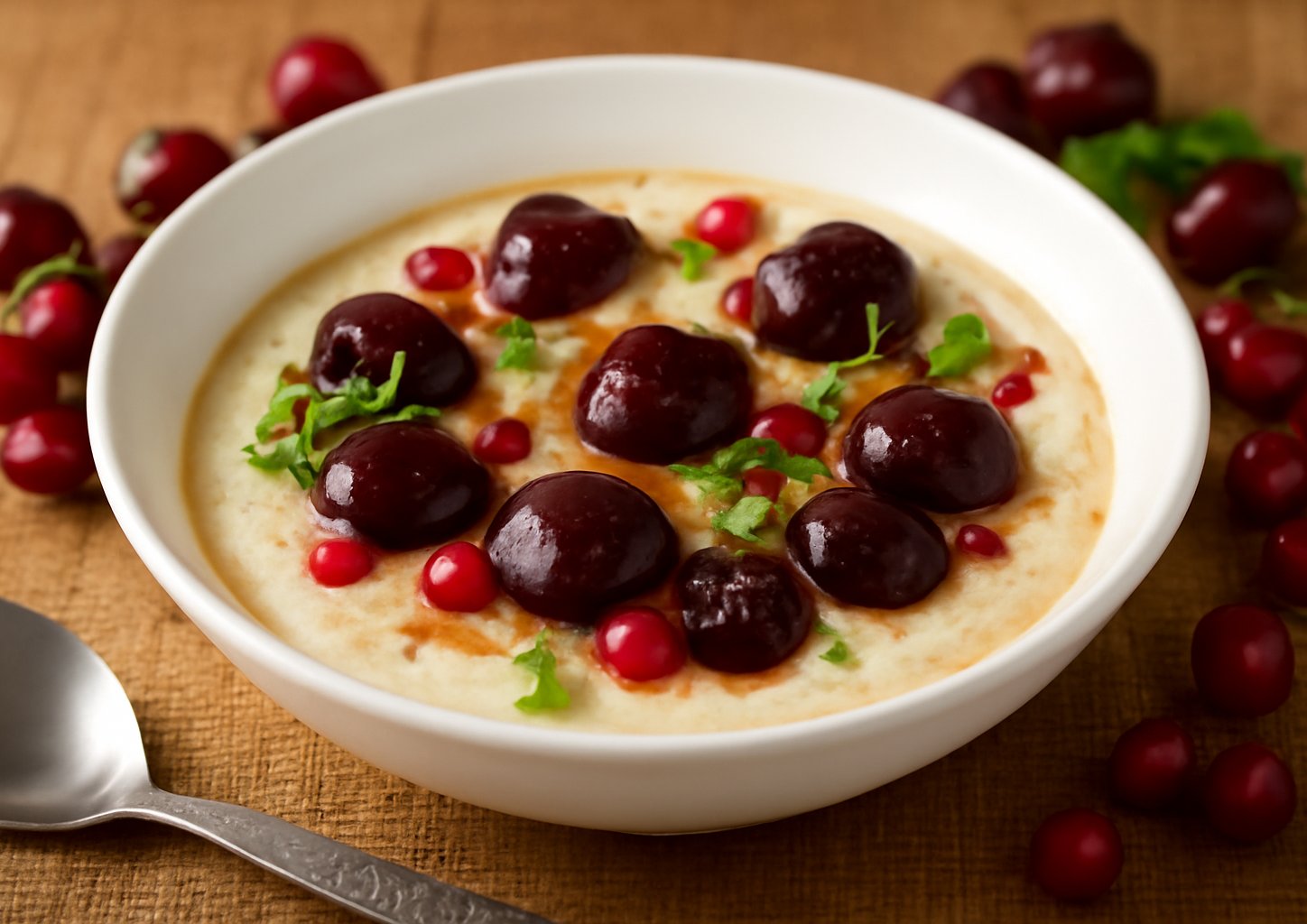 Манная каша с сушёной вишней